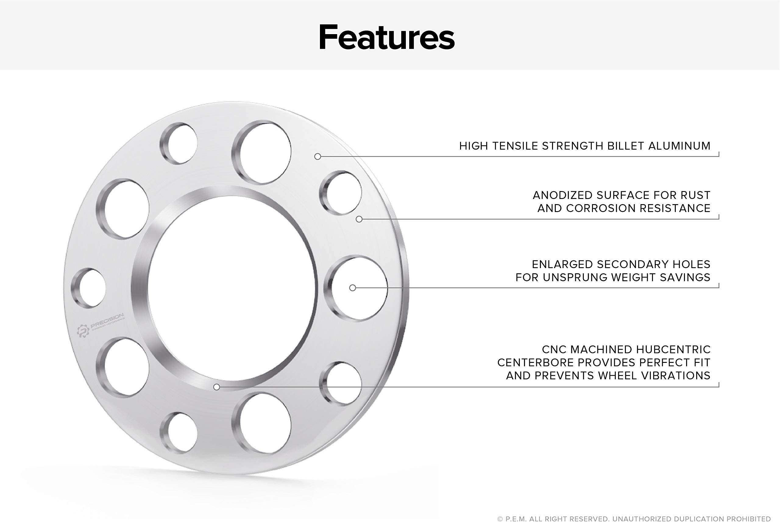 2pcs 5mm Hubcentric 5x4.5 Wheel Spacers (5x114.3, 70.5mm Bore